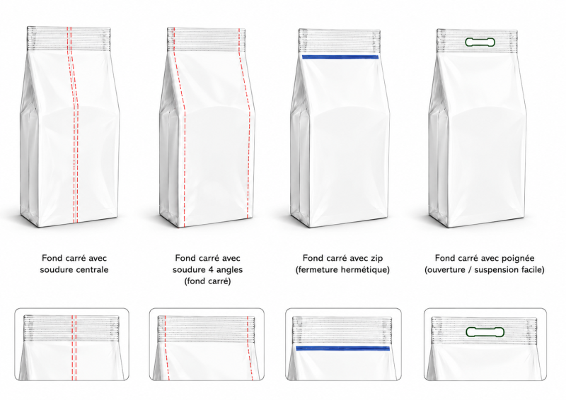 SACHET FOND CARRE / 4 ANGLES SOUDES